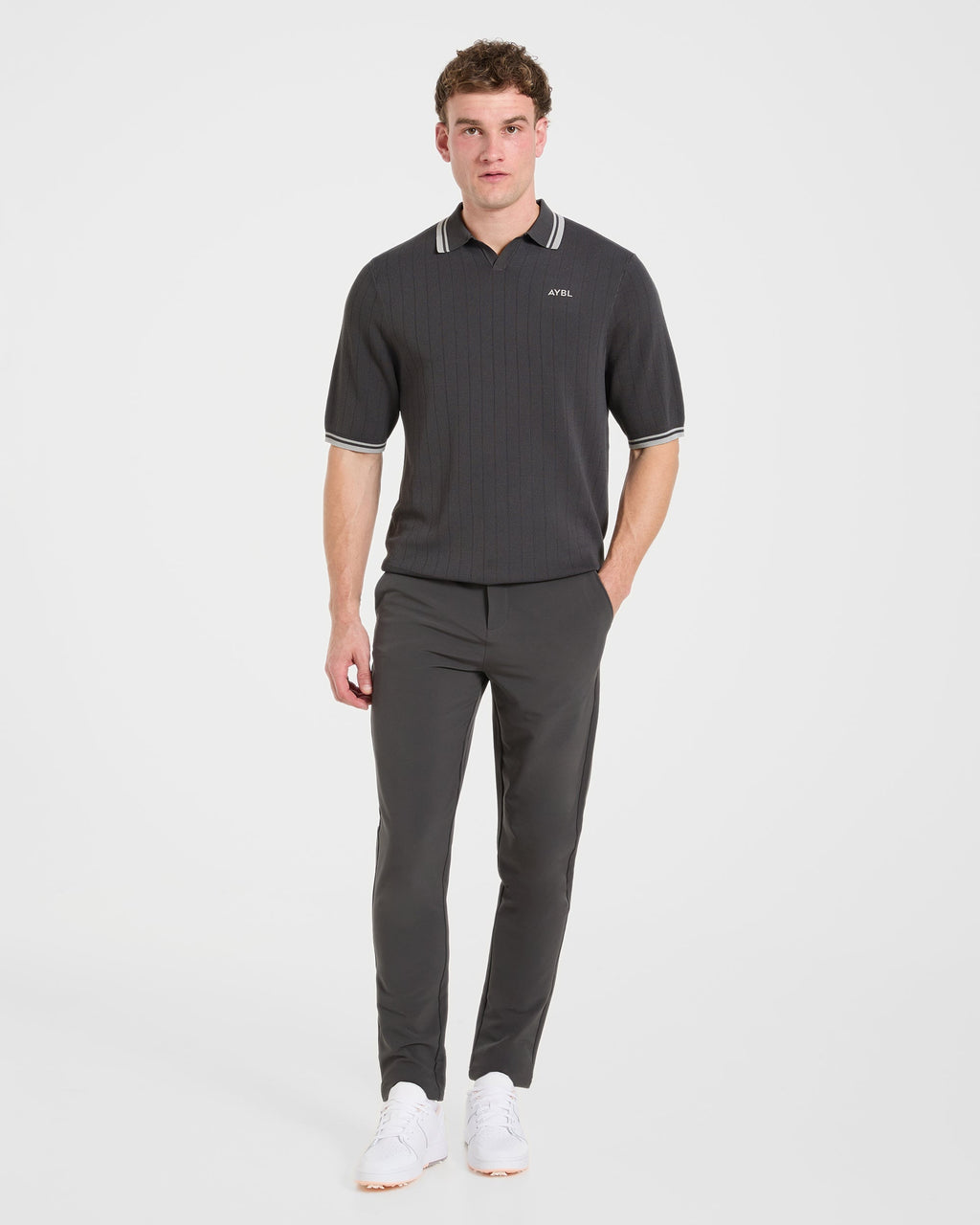 Classic Knitted Polo - Charcoal