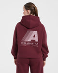 Retro Athletics Oversized Hoodie - Deep Raspberry/Rose