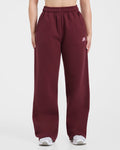 Retro Athletics Oversized Straight Leg Joggers - Deep Raspberry/Rose
