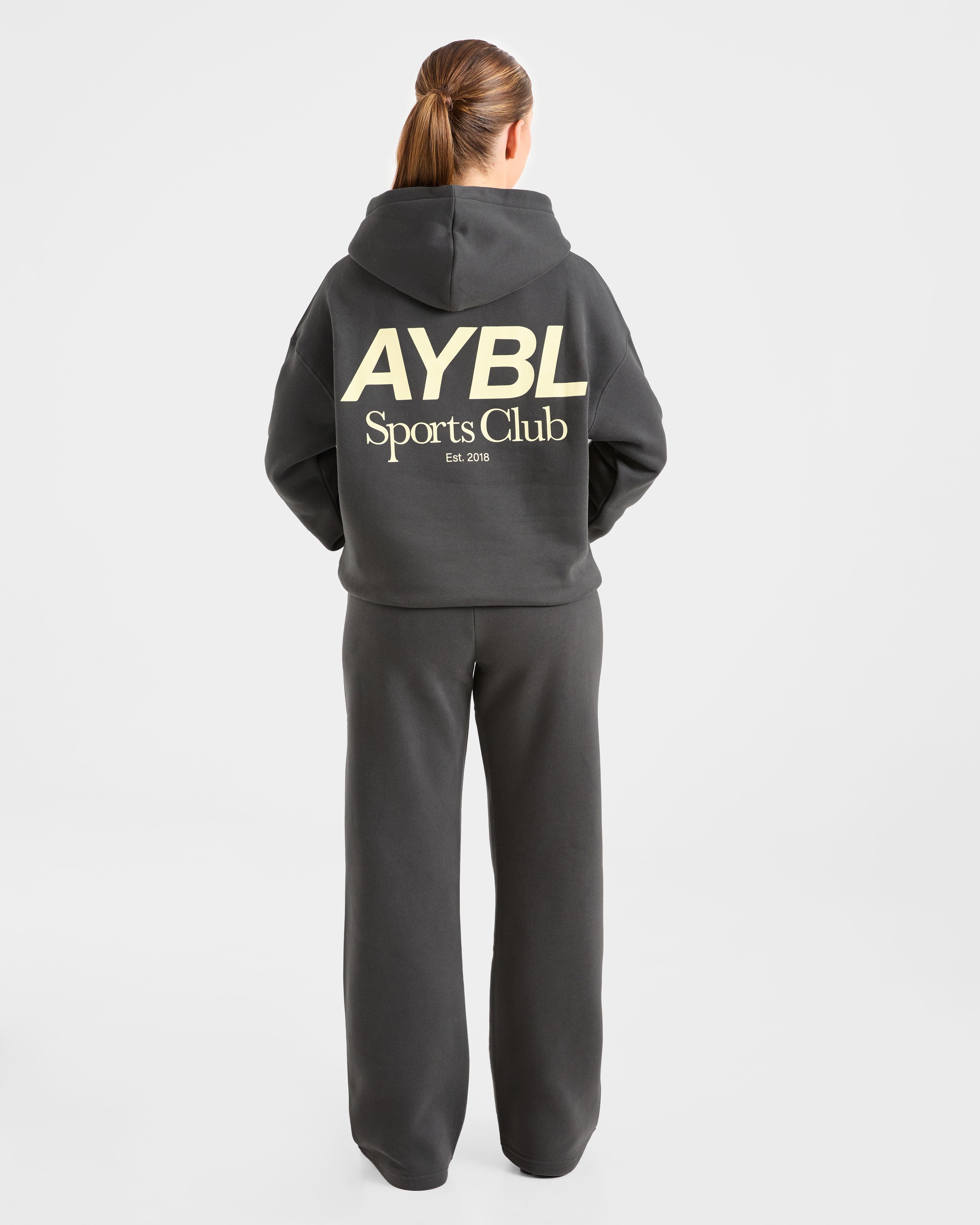 AYBL Sports Club Oversized Straight Leg Joggers - Charcoal/Jaune