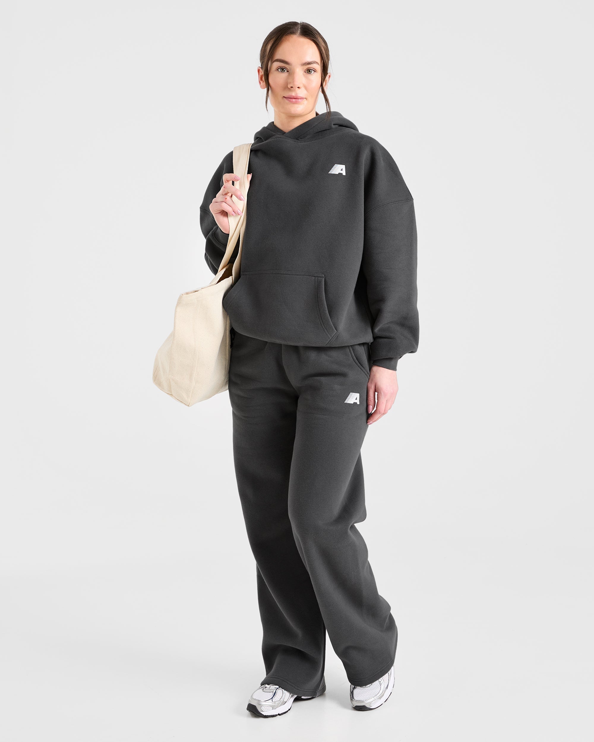 Retro Athletics Oversized Straight Leg Joggers - Charcoal