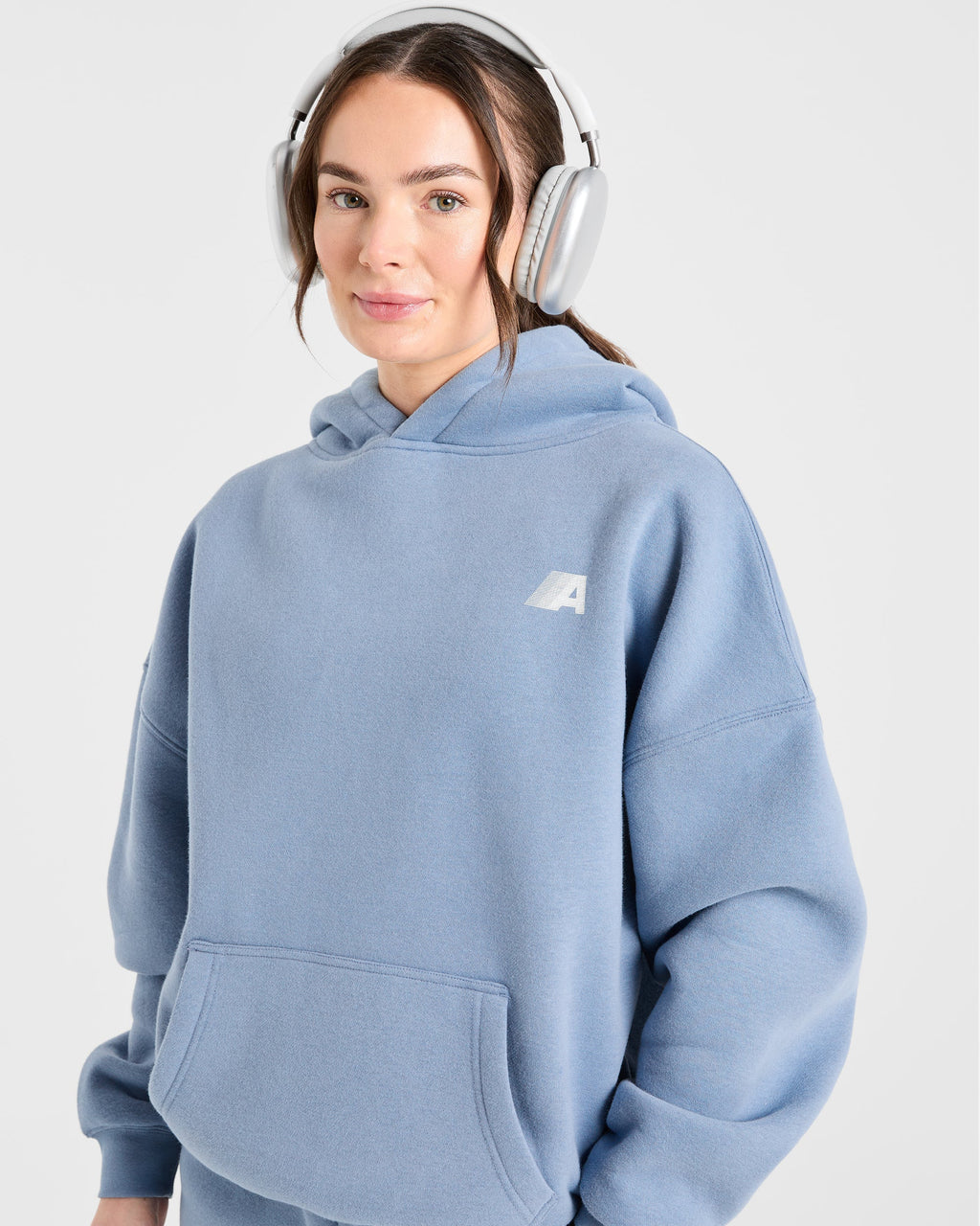 Retro Athletics Oversized Hoodie - Vintage Bleu