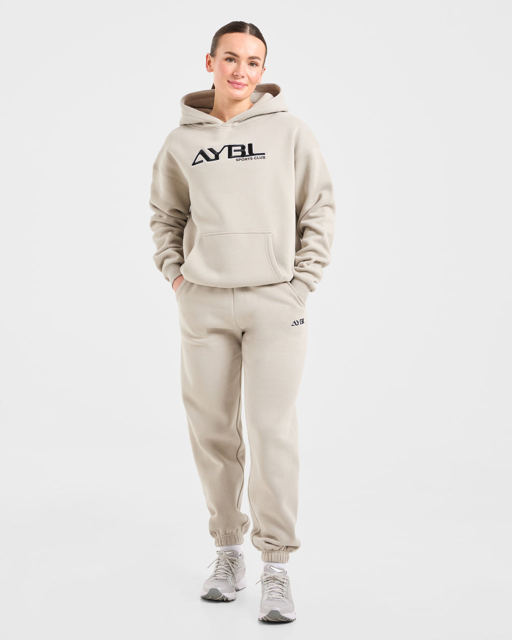 Retro Embroidered Oversized Joggers - Taupe Grey