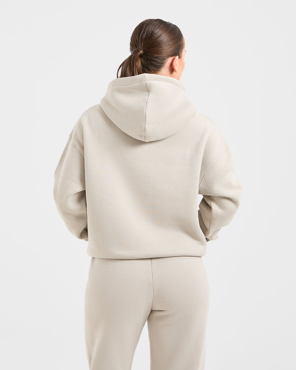 Retro Embroidered Oversized Hoodie - Taupe Grey