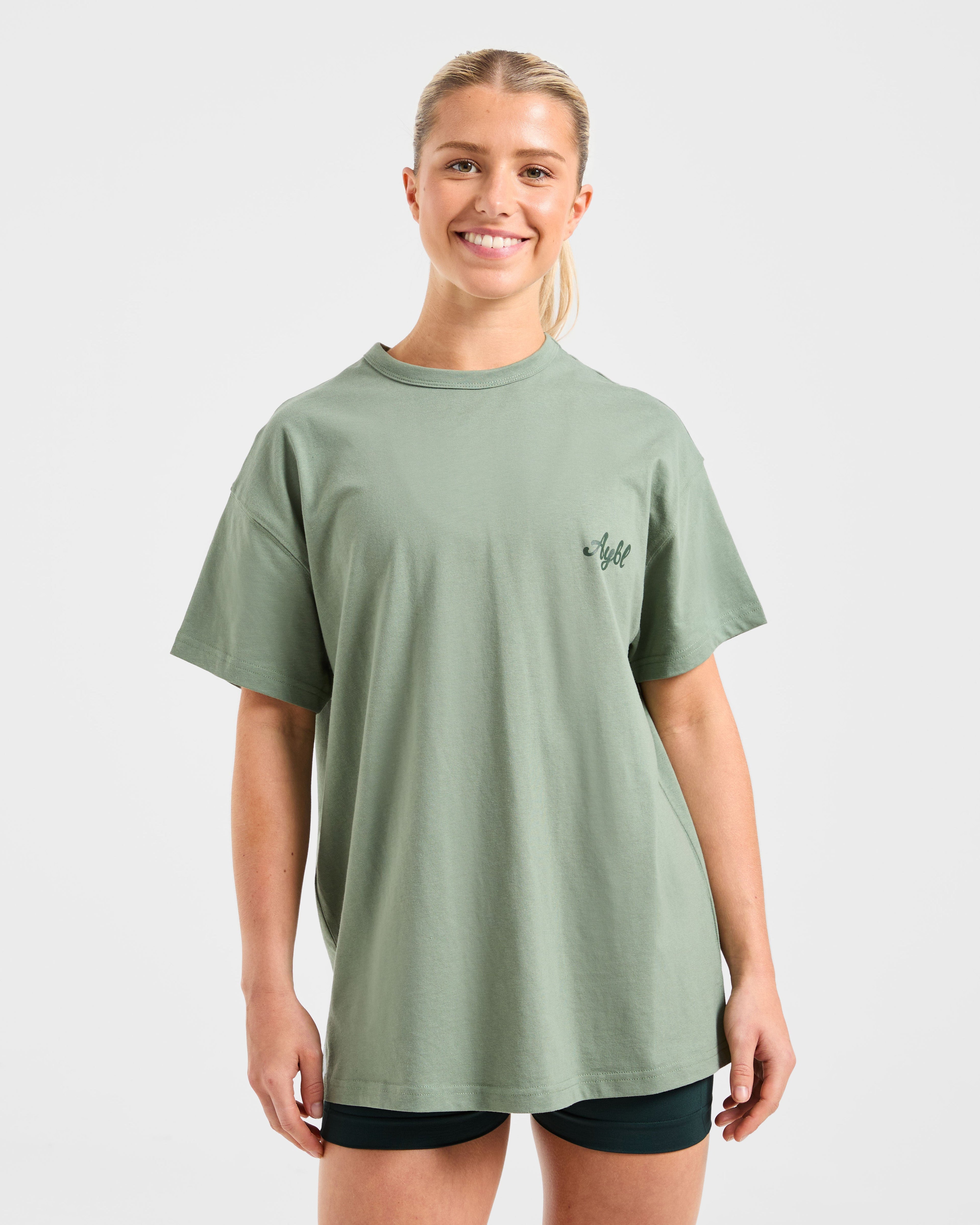 Body Achieve Mind Believe Oversized T Shirt - Vert