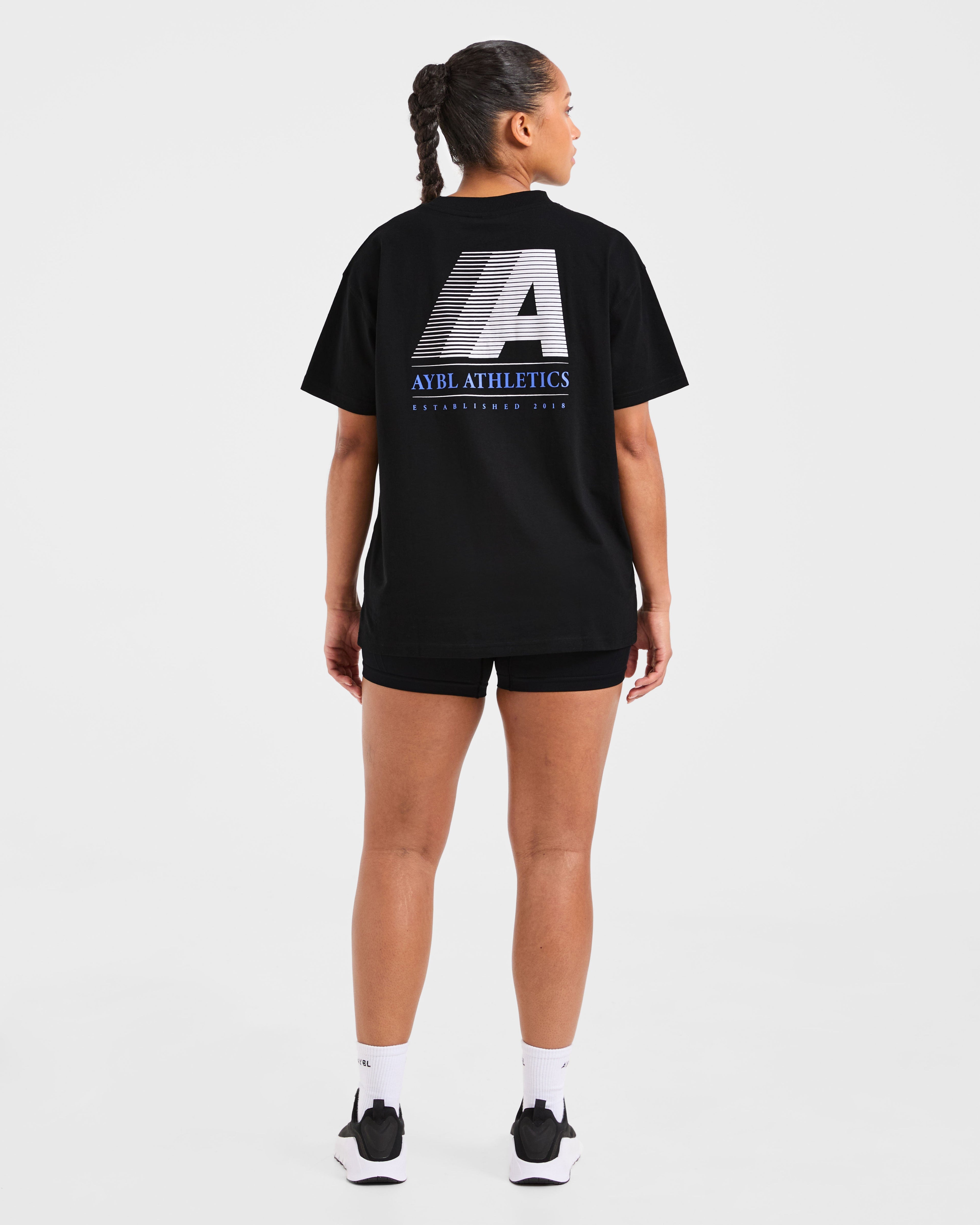 Retro Athletics Oversized T Shirt - Noir