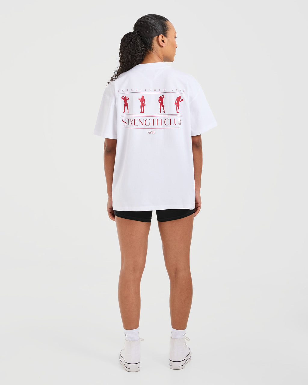 Strength Club Oversized T Shirt - White/Rouge