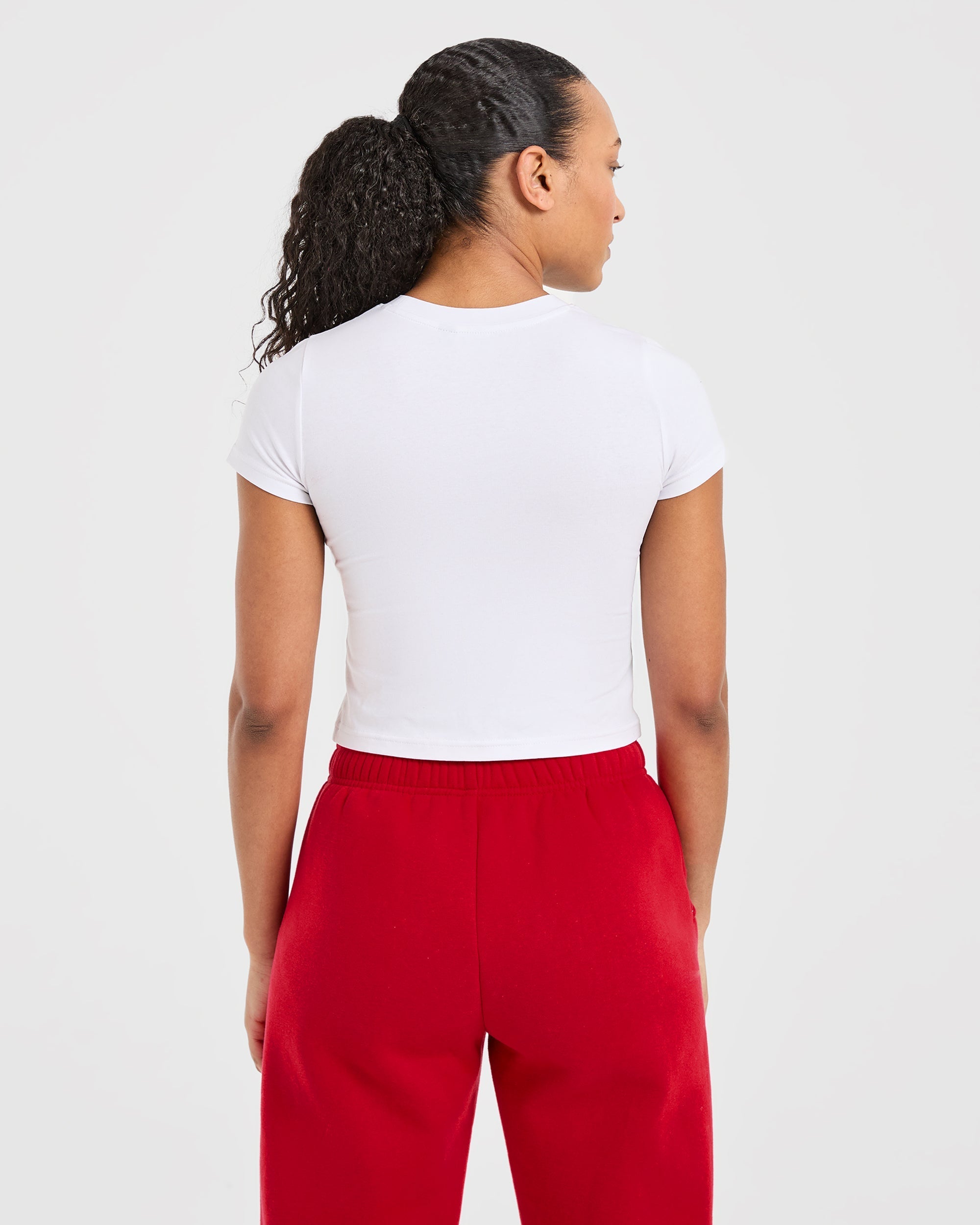 Sports Club Varsity Baby Tee - White/Red