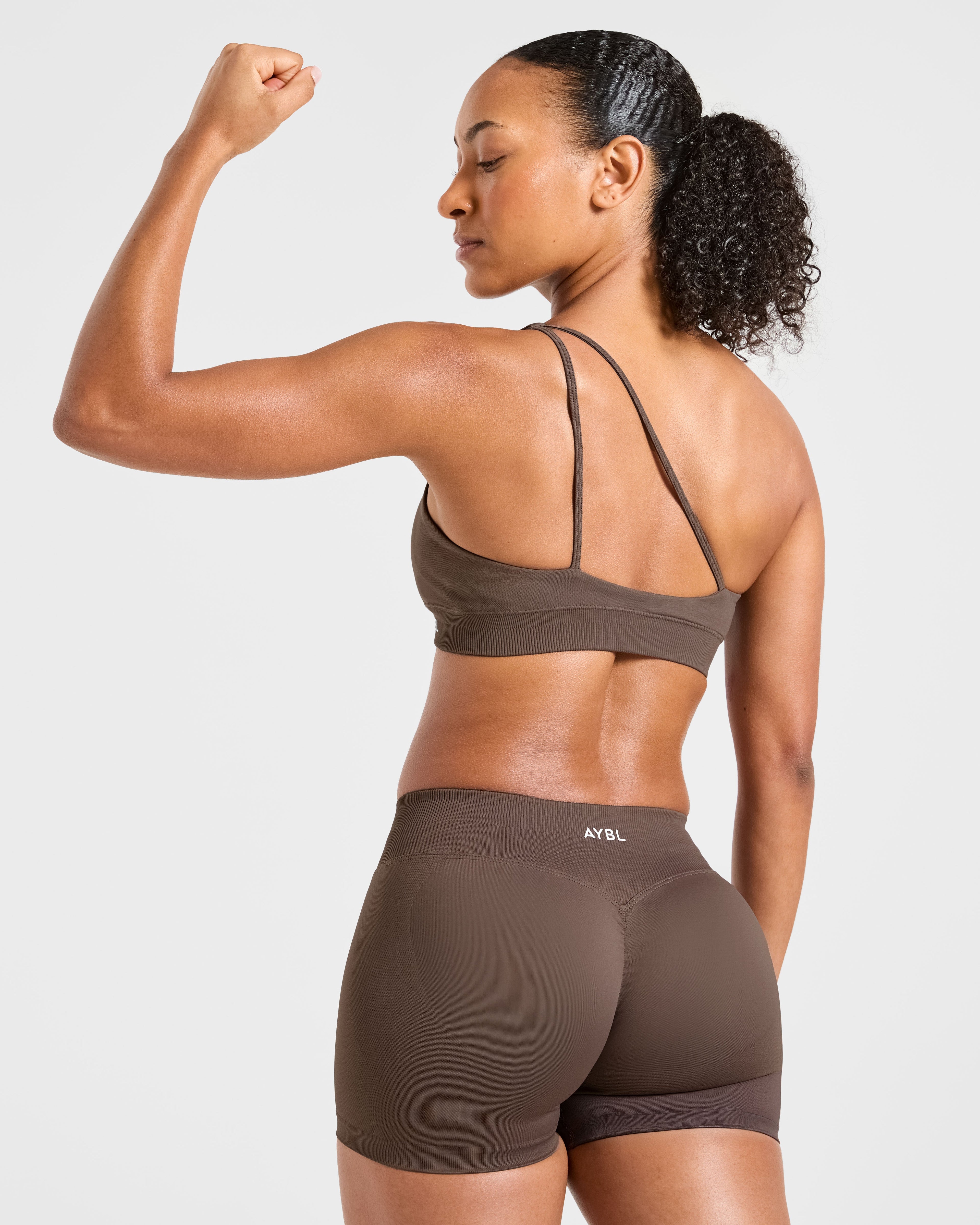 Enhance Seamless One Shoulder Sports Bra - Marron