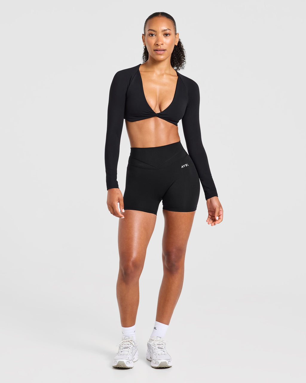 Engage Long Sleeve Crop Top - Noir