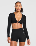 Engage Long Sleeve Crop Top - Noir