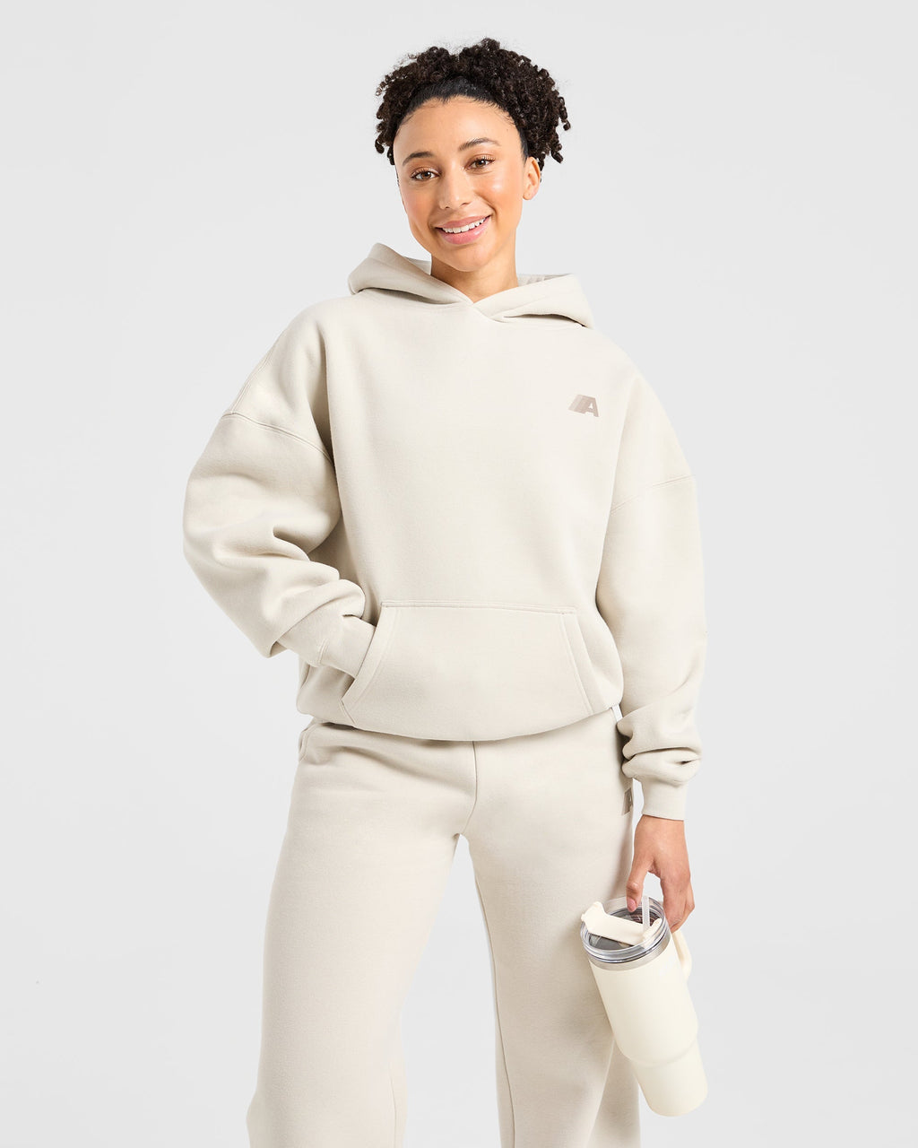 Retro Athletics Oversized Hoodie - Sand