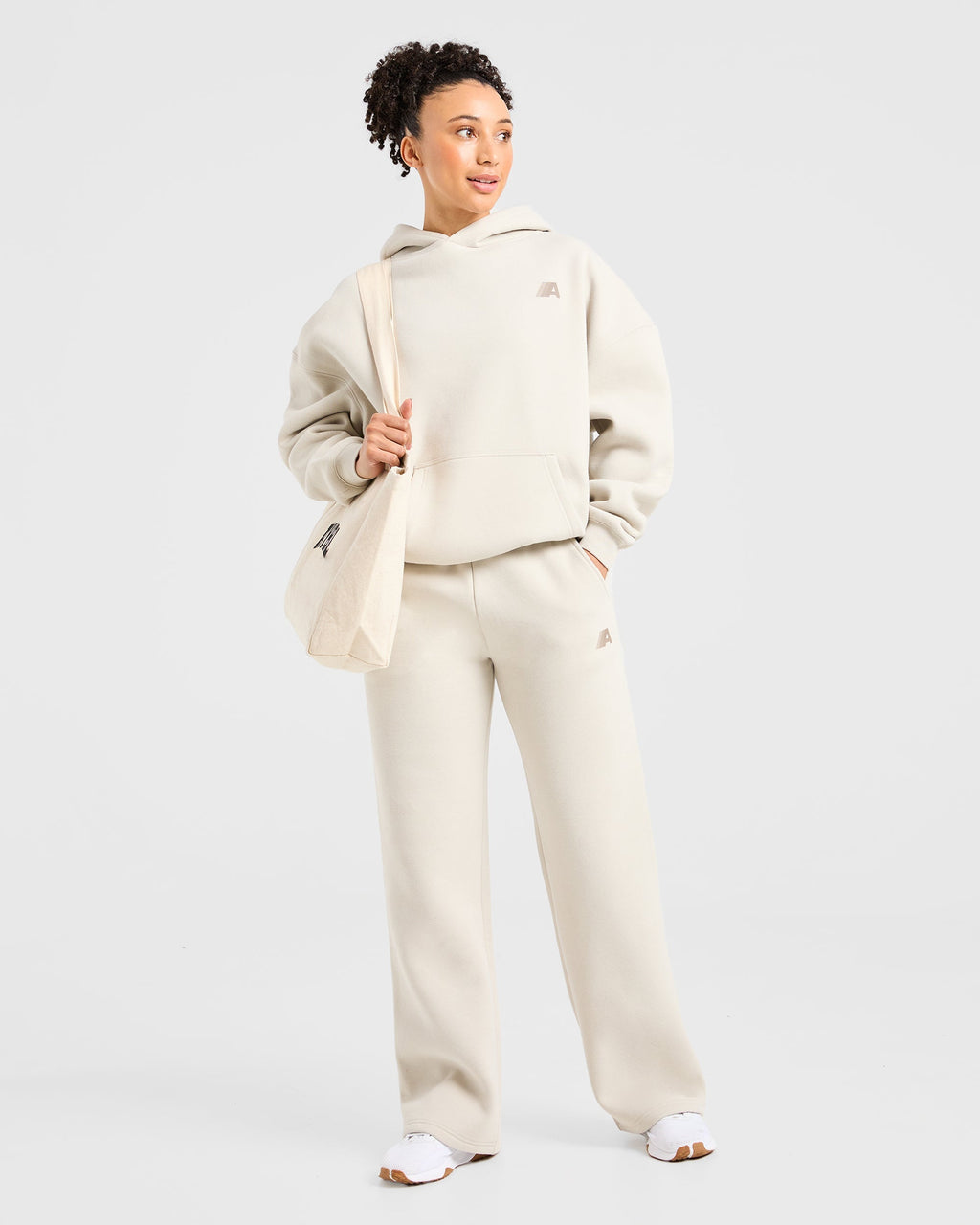 Retro Athletics Oversized Straight Leg Joggers - Sand