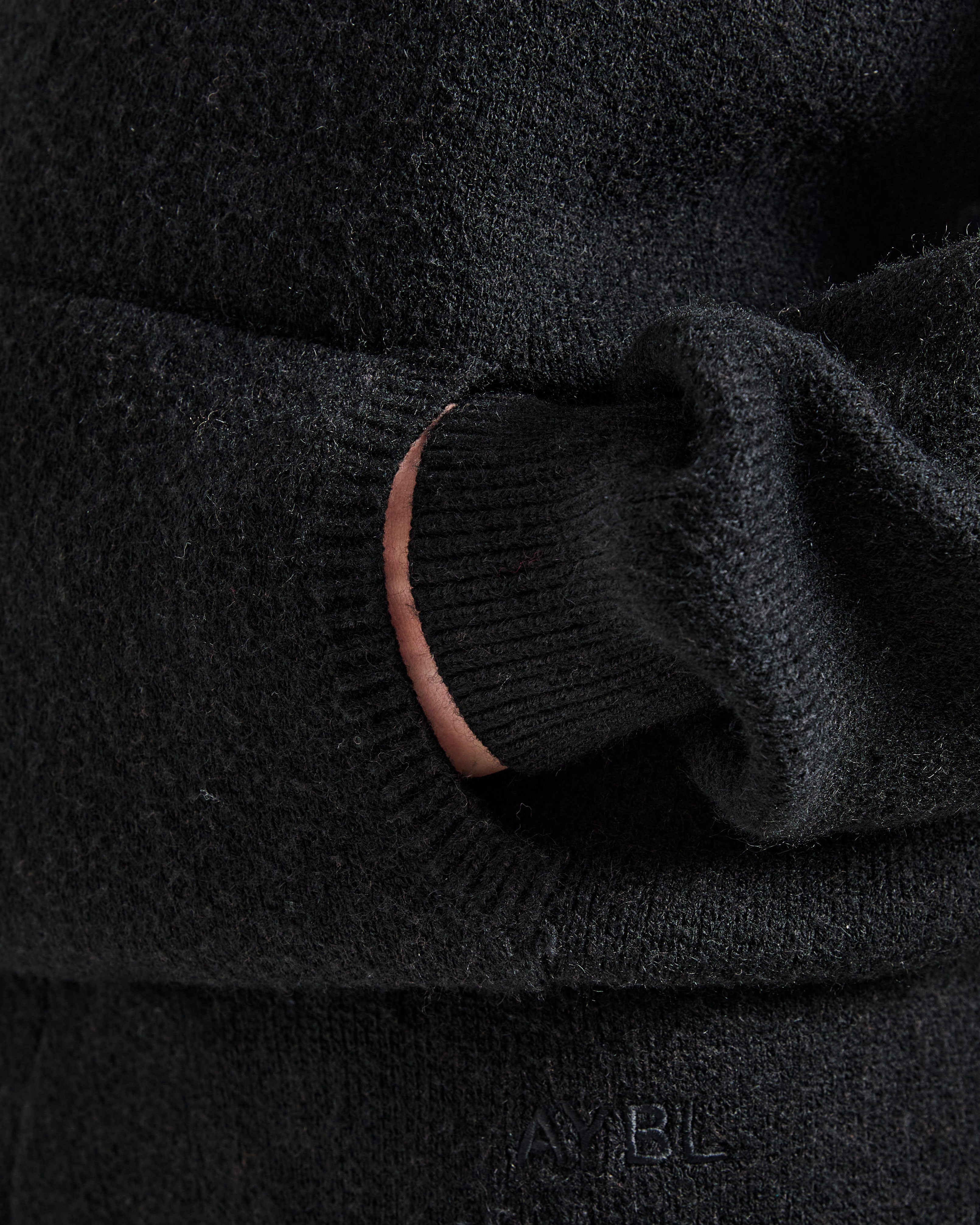 Soft Oversized Knitted Hoodie - Noir