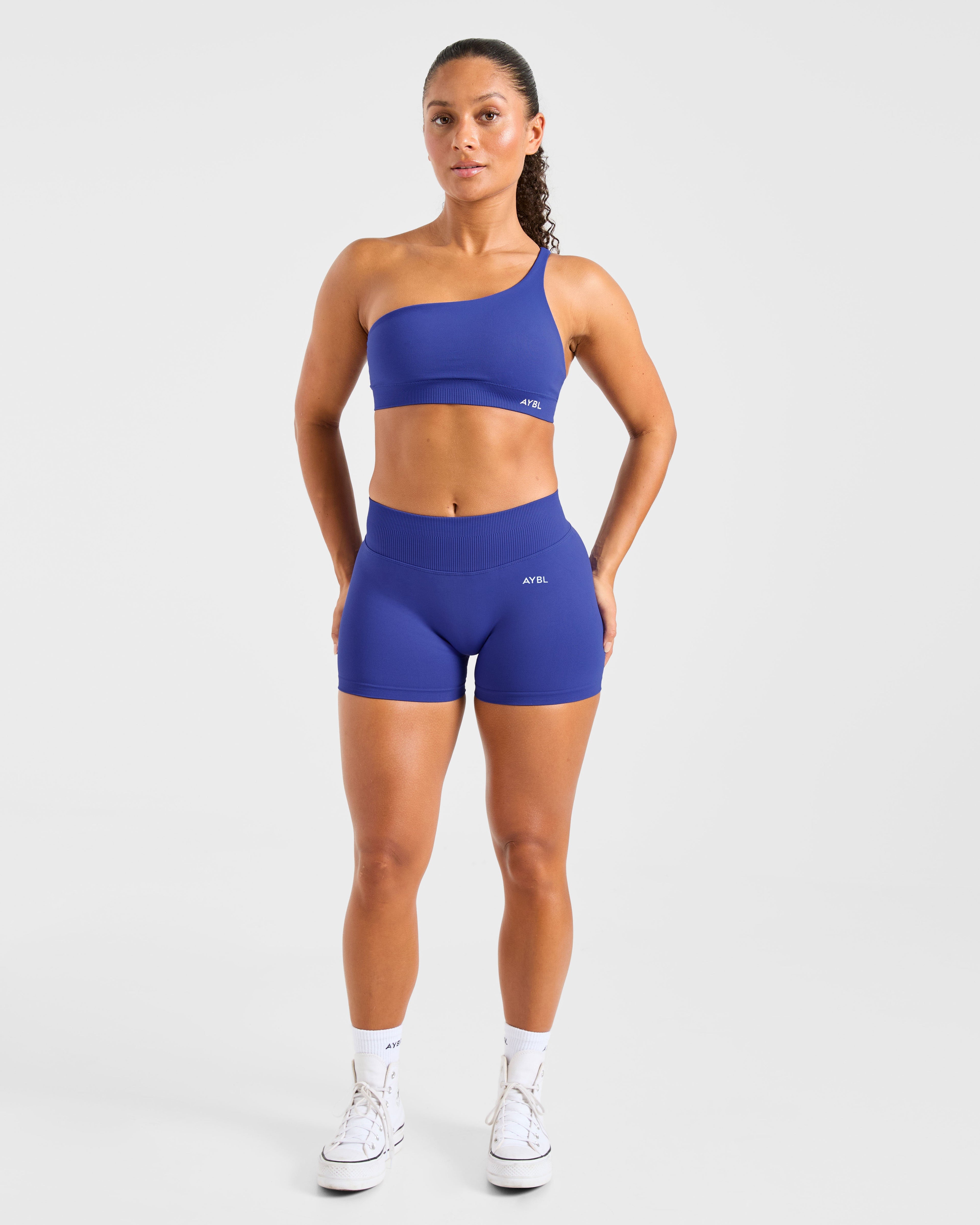 Enhance Seamless One Shoulder Sports Bra - Cobalt Bleu