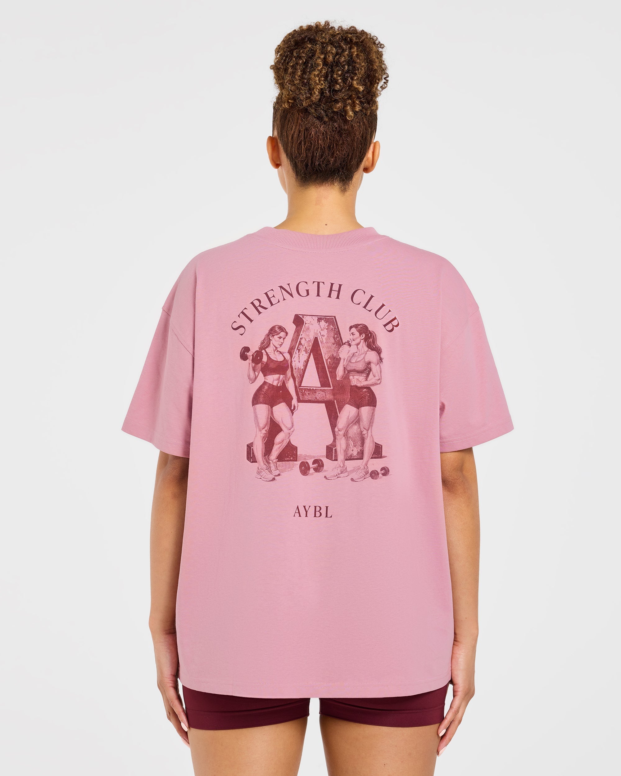 AYBL Strength Club Oversized T Shirt - Dusty Rose