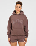 Varsity Applique Oversized Hoodie - Marron