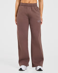 Varsity Applique Oversized Straight Leg Joggers - Marron