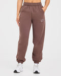 Varsity Applique Oversized Joggers - Marron