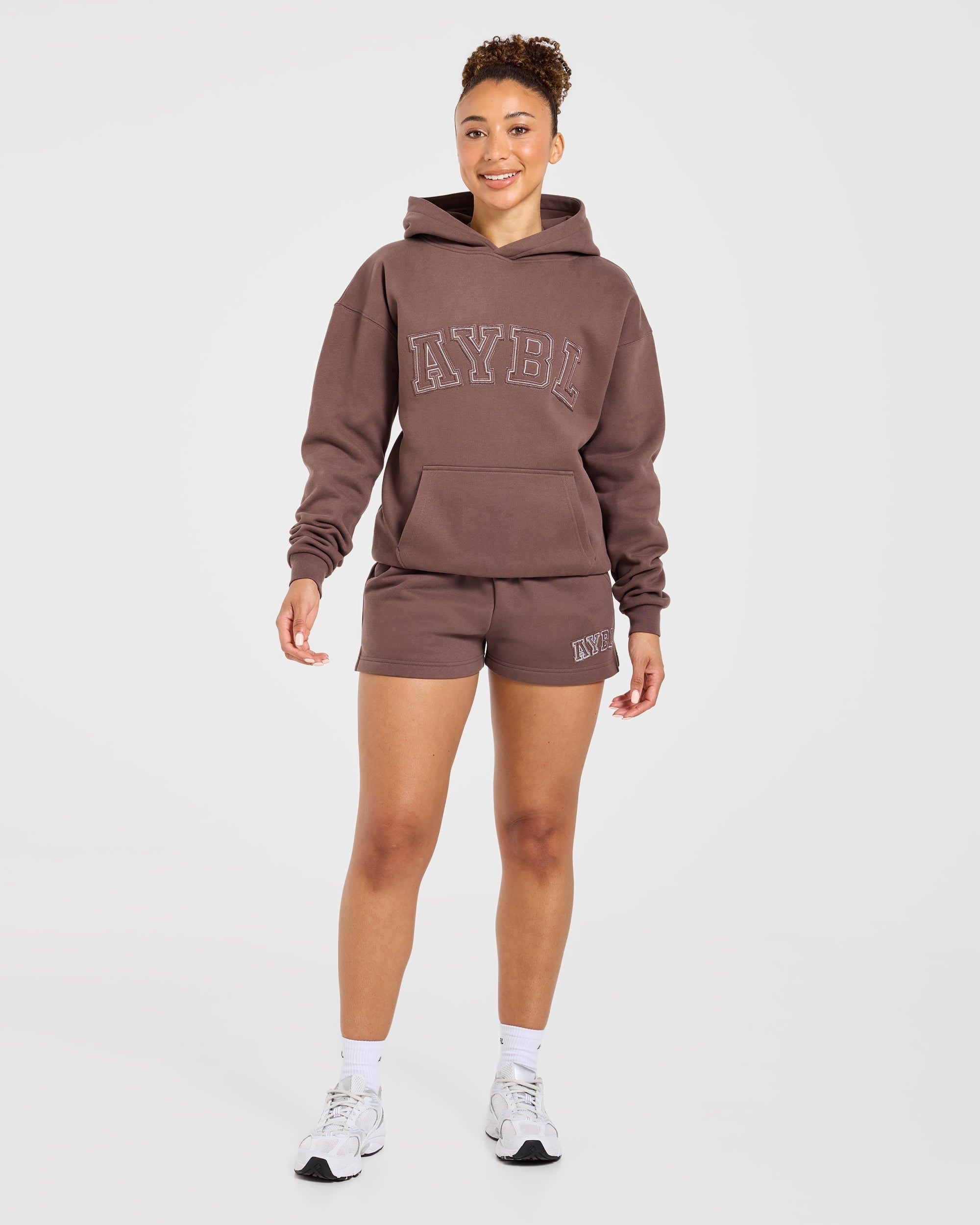 Varsity Applique Oversized Shorts - Marron