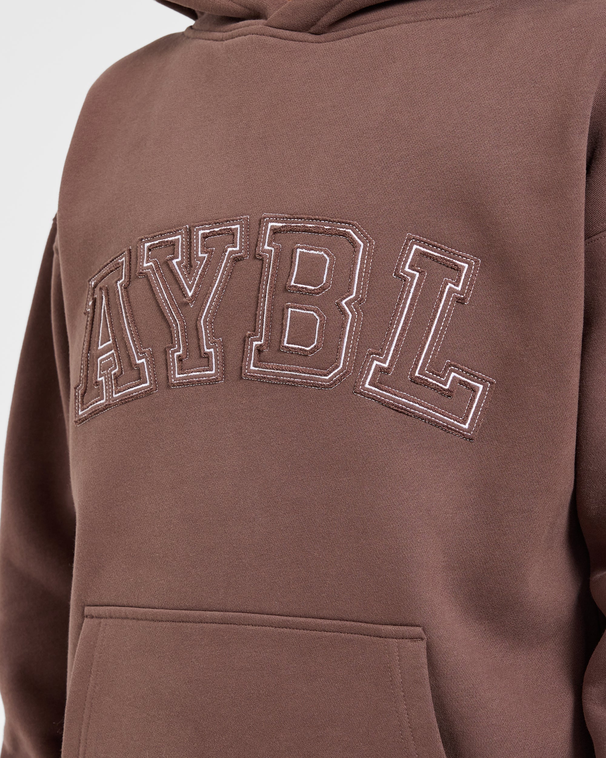 Varsity Applique Oversized Hoodie - Marron