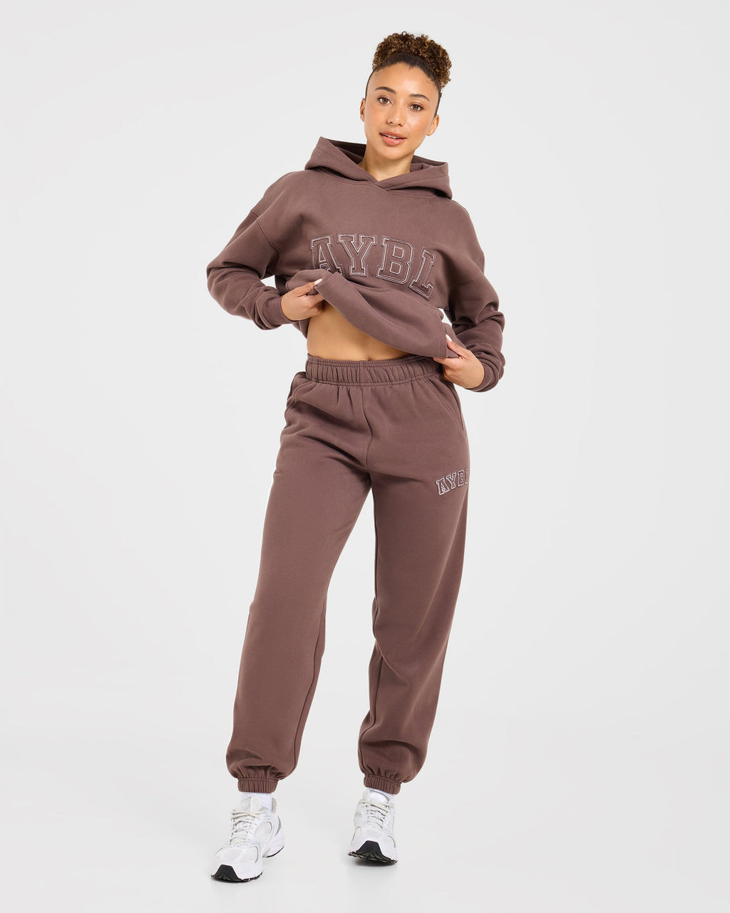 Varsity Applique Oversized Joggers - Marron