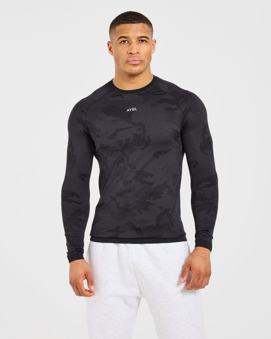 Camo Seamless Long Sleeve T Shirt - Noir