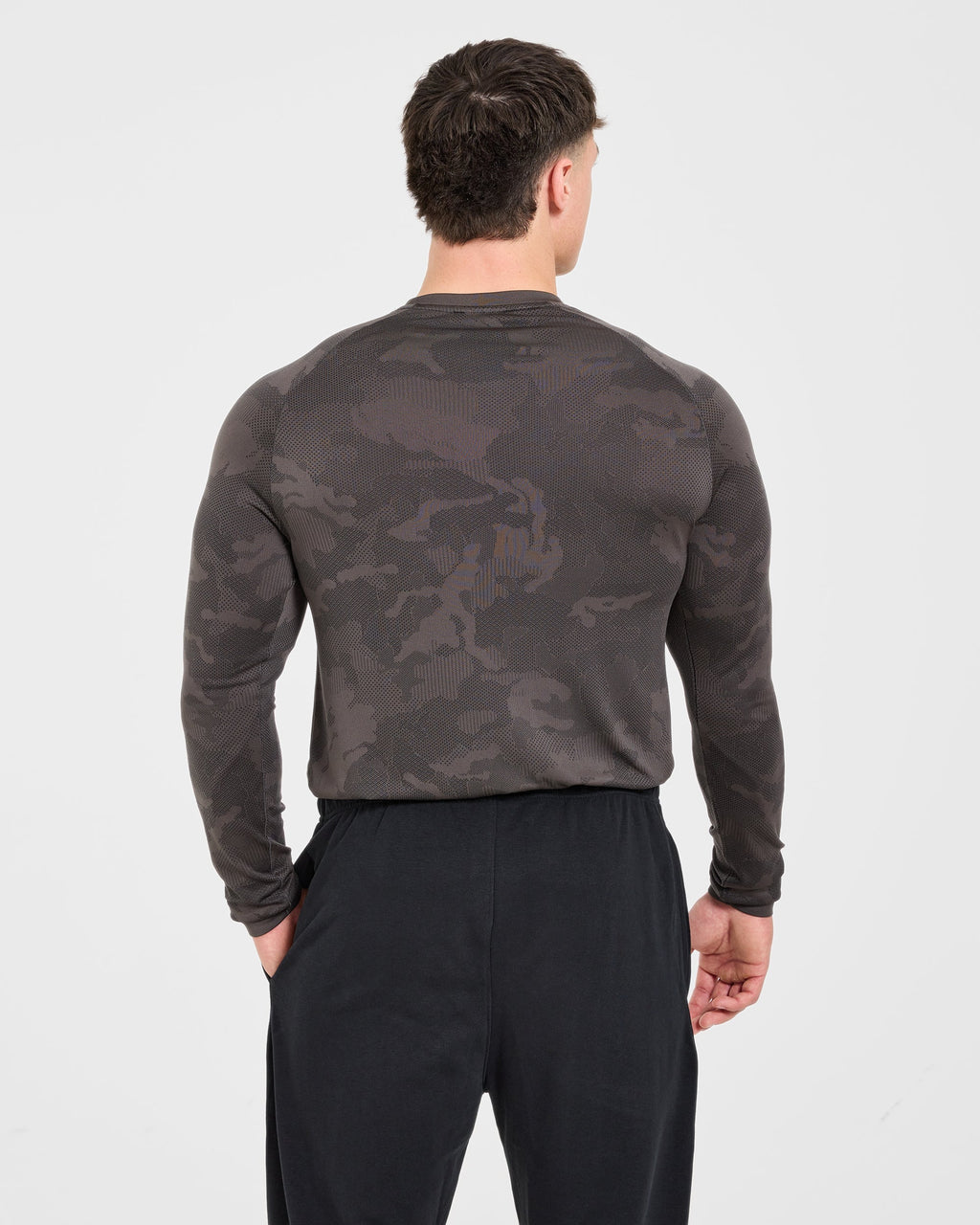 Camo Seamless Long Sleeve T Shirt - Charcoal
