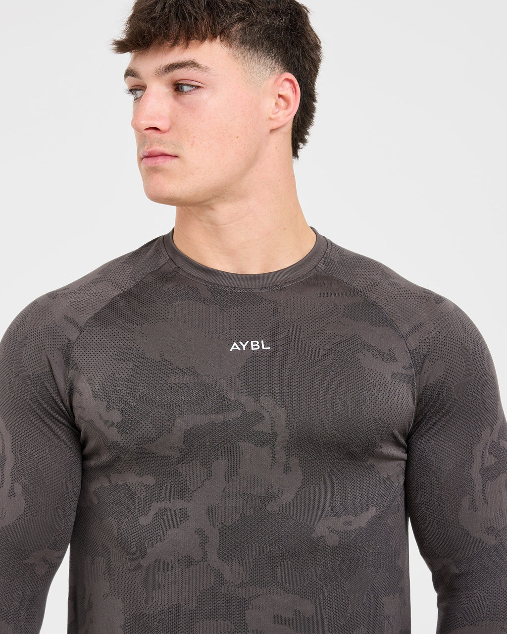 Camo Seamless Long Sleeve T Shirt - Charcoal