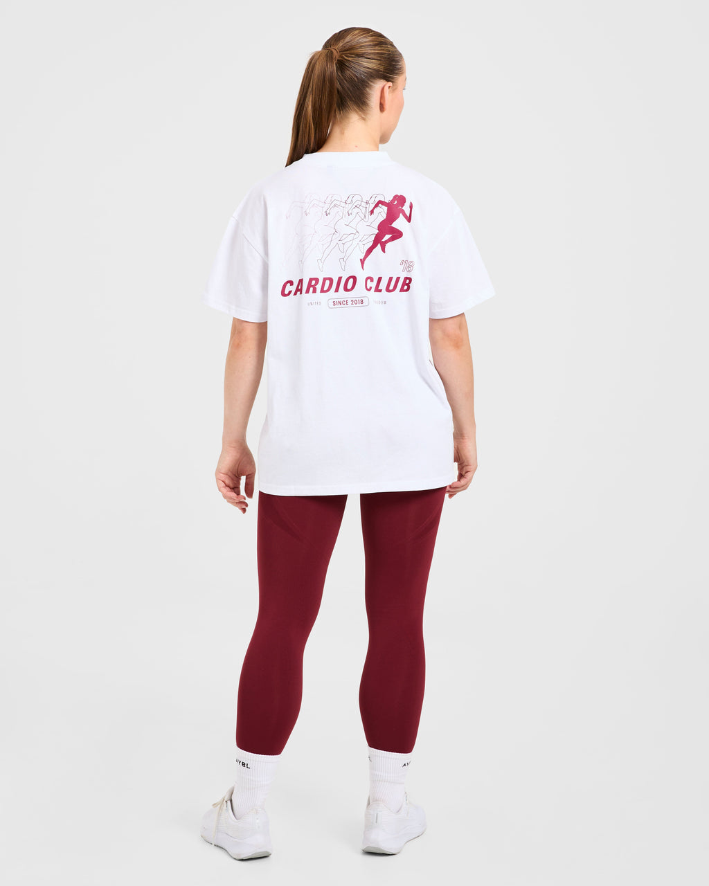 Cardio Club Oversized T Shirt - Blanc/Burgundy