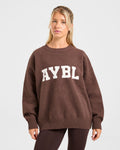 Varsity Oversized Knitted Sweater - Marron