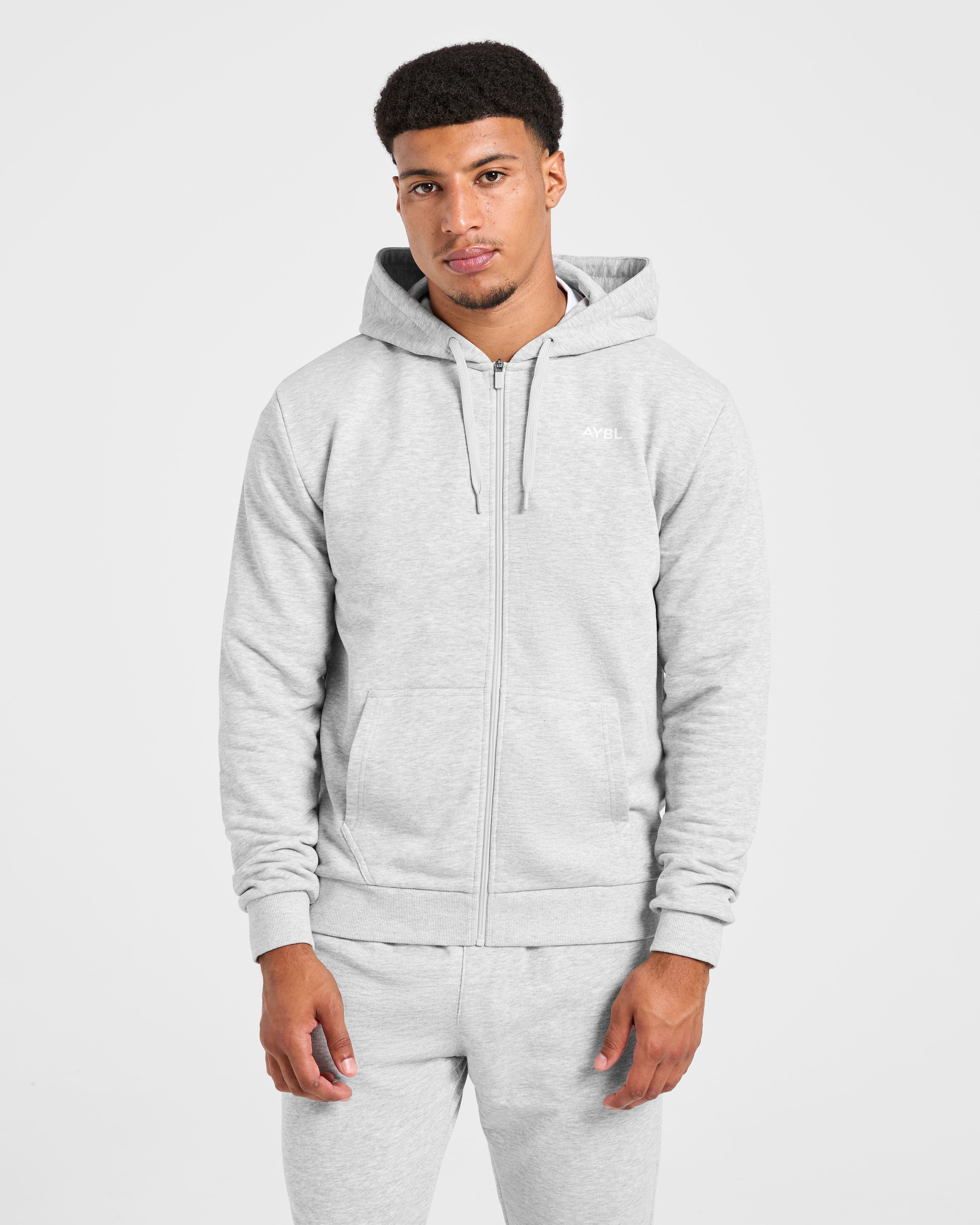 Essential Lightweight Zip Up Hoodie - Gris Marl