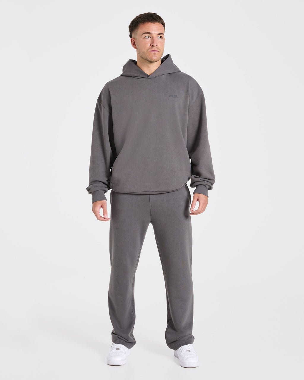 Essential Oversized Graphic Hoodie - Charcoal