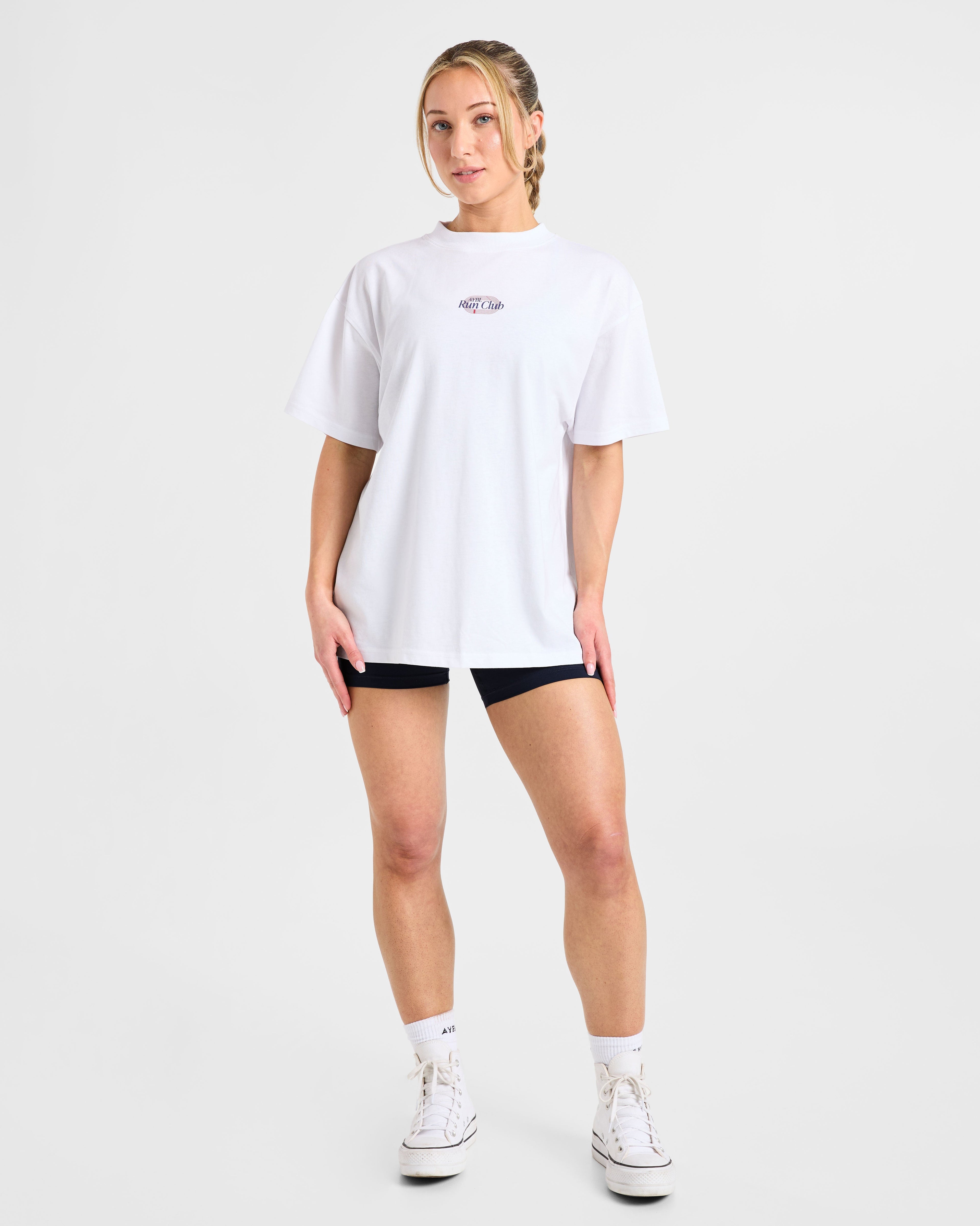 Run Club Oversized T Shirt - Blanc