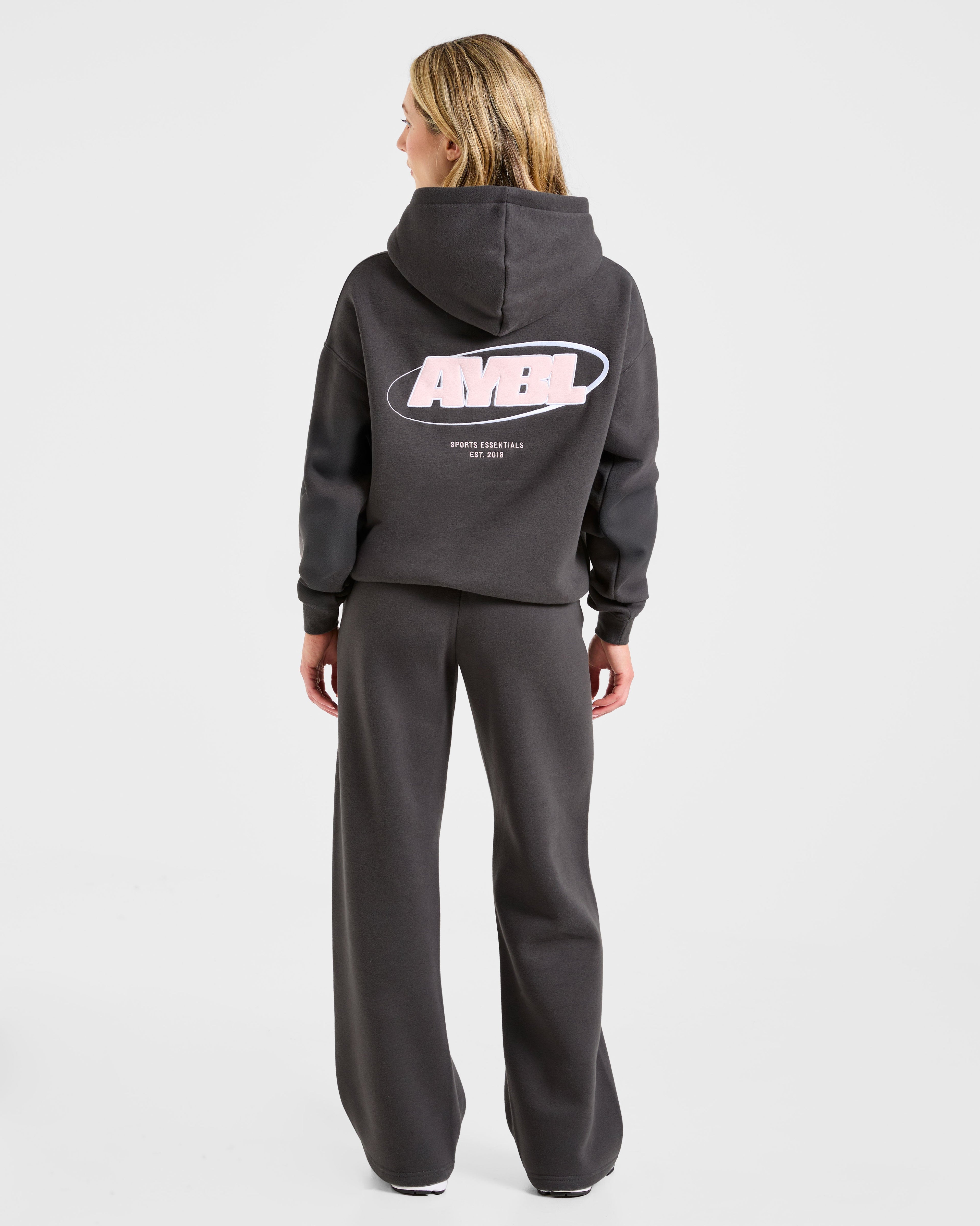 Sports Essentials Oversized Straight Leg Joggers - Charcoal/Rose