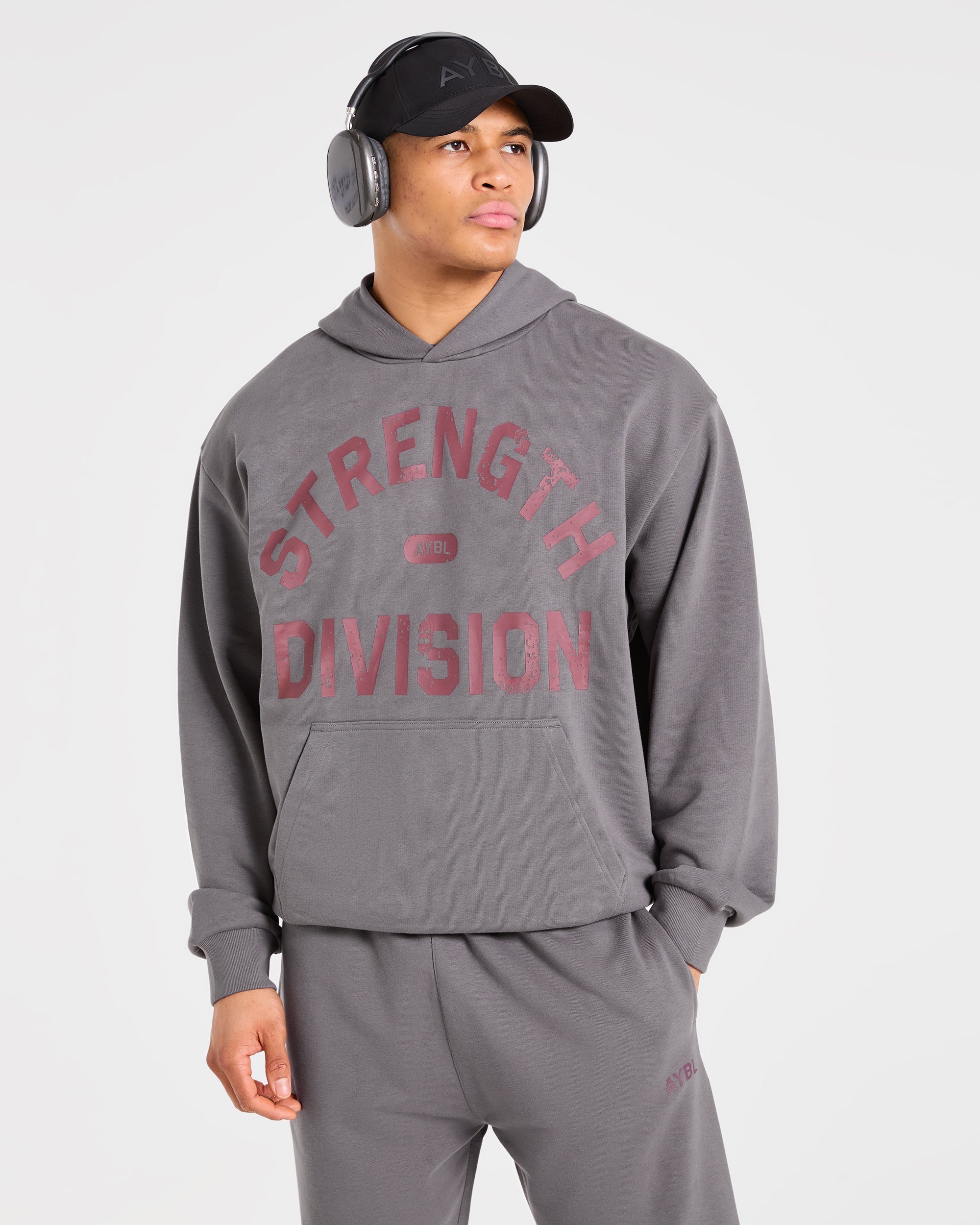 Strength Division Oversized Straight Leg Joggers - Charcoal/Rouge