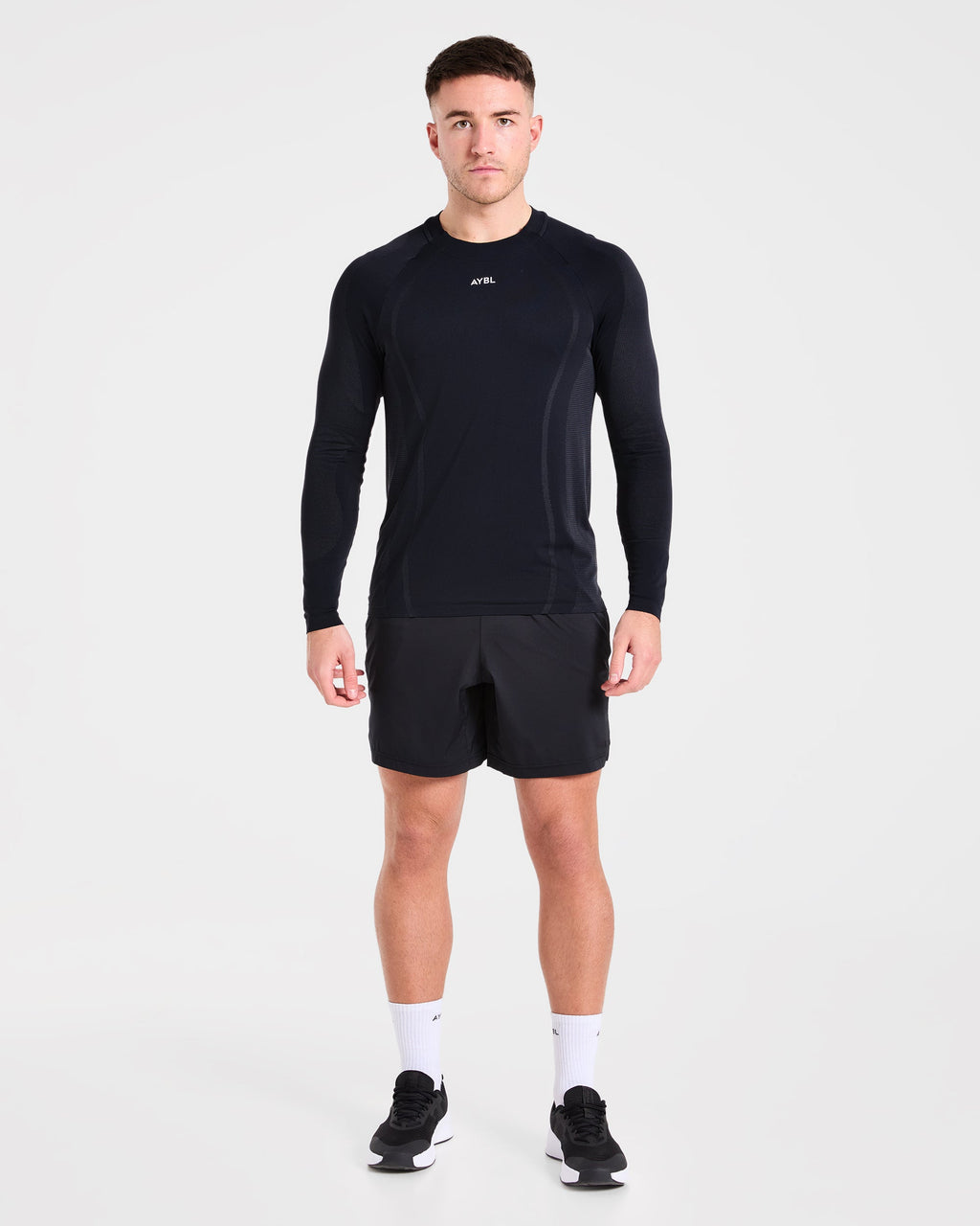 Attain Seamless Long Sleeve T Shirt - Noir