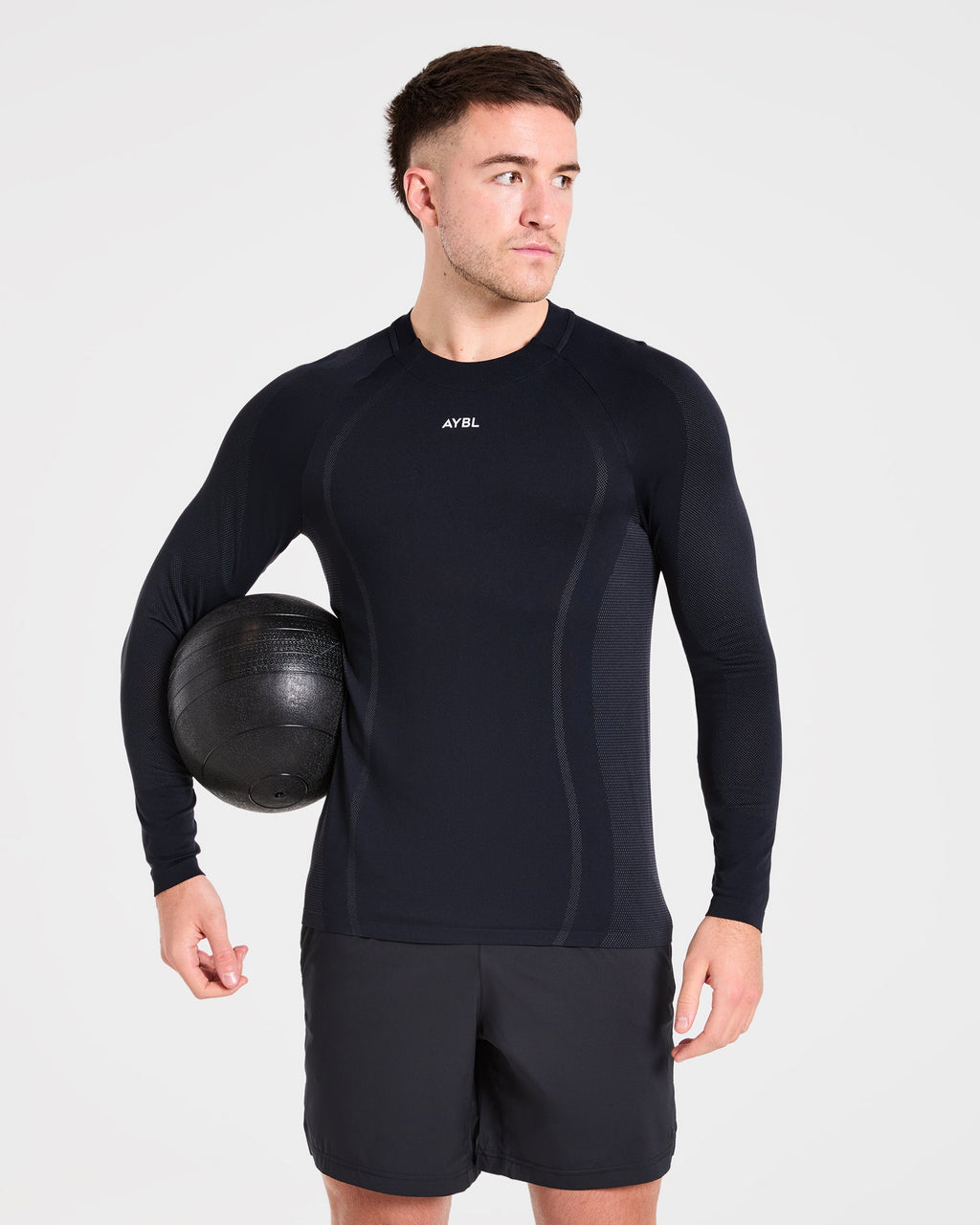 Attain Seamless Long Sleeve T Shirt - Noir