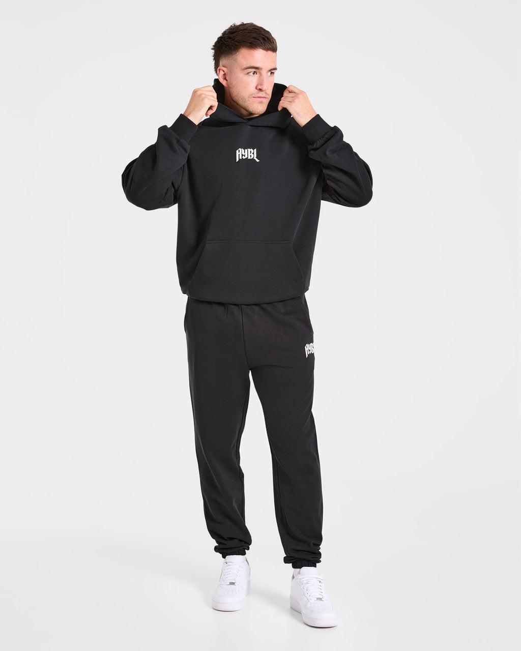 Heavy Lifting Gothic Oversized Hoodie - Noir/Off Blanc