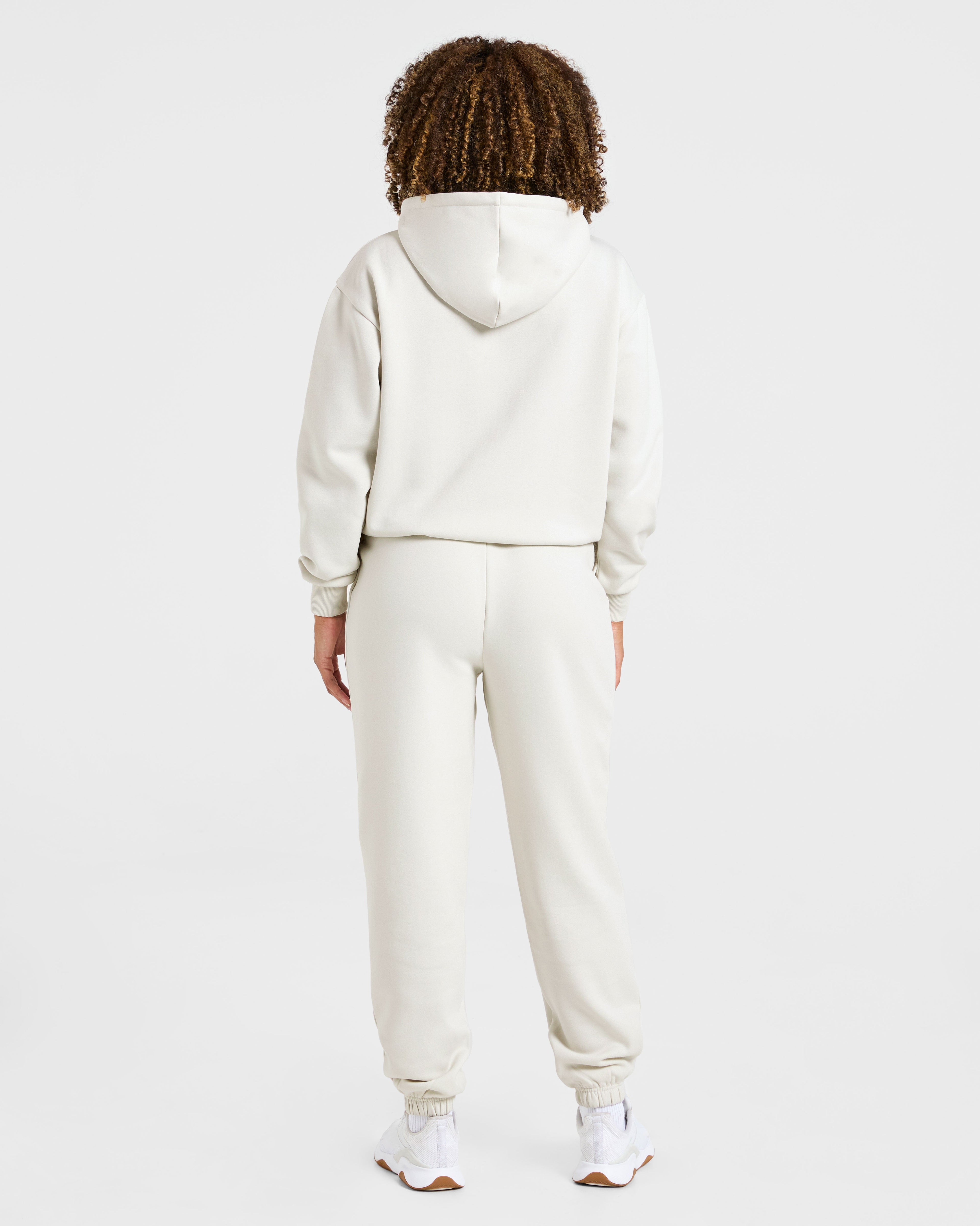 Lifestyle Oversized Zip Up Hoodie - Off Blanc