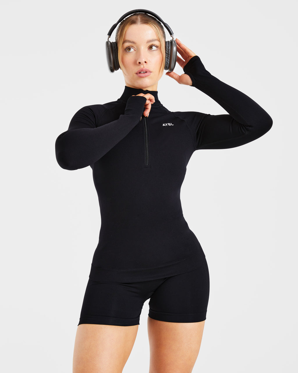 Essential Seamless 1/2 Zip Pullover - Noir