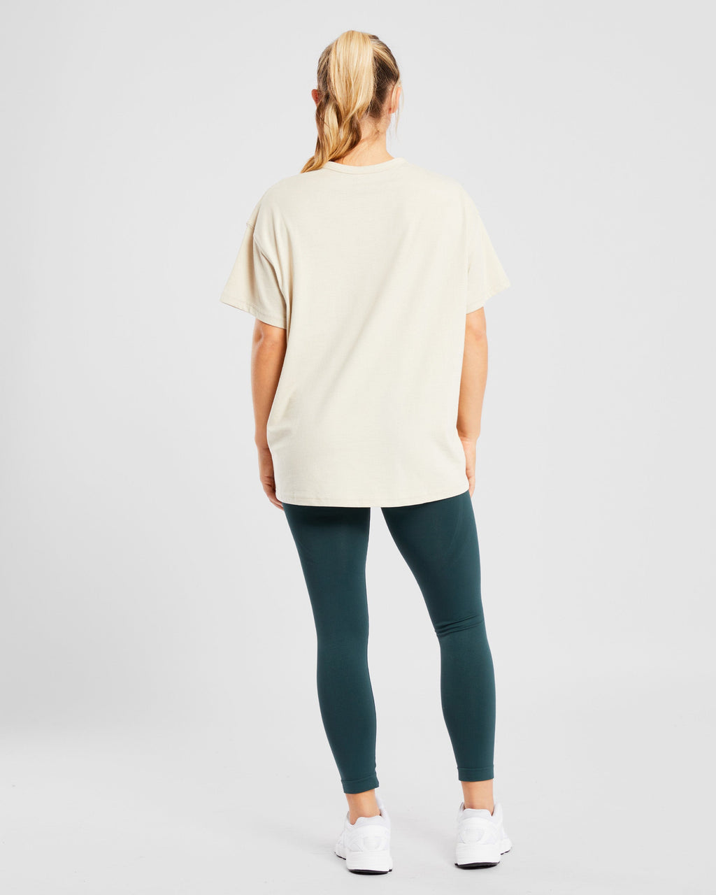 Varsity Oversized T Shirt - Beige / Khaki