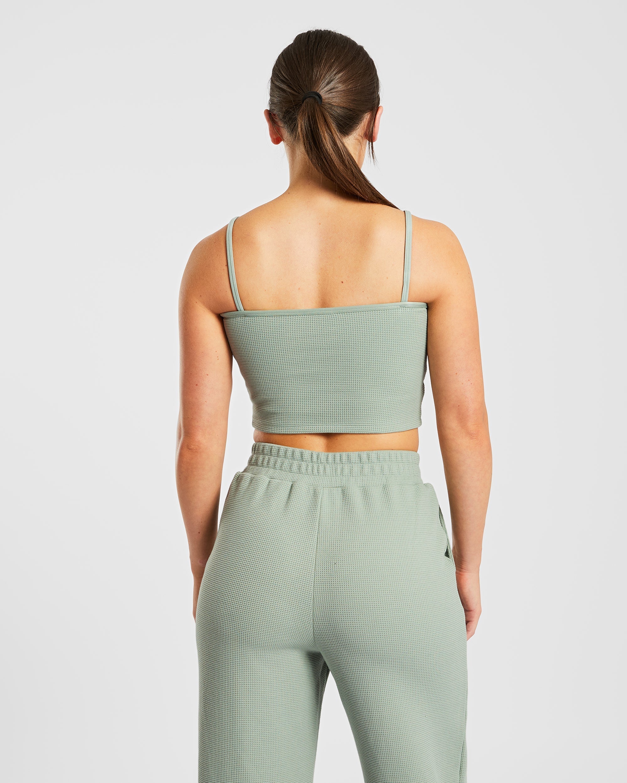 Waffle Crop Vest - Sage Vert
