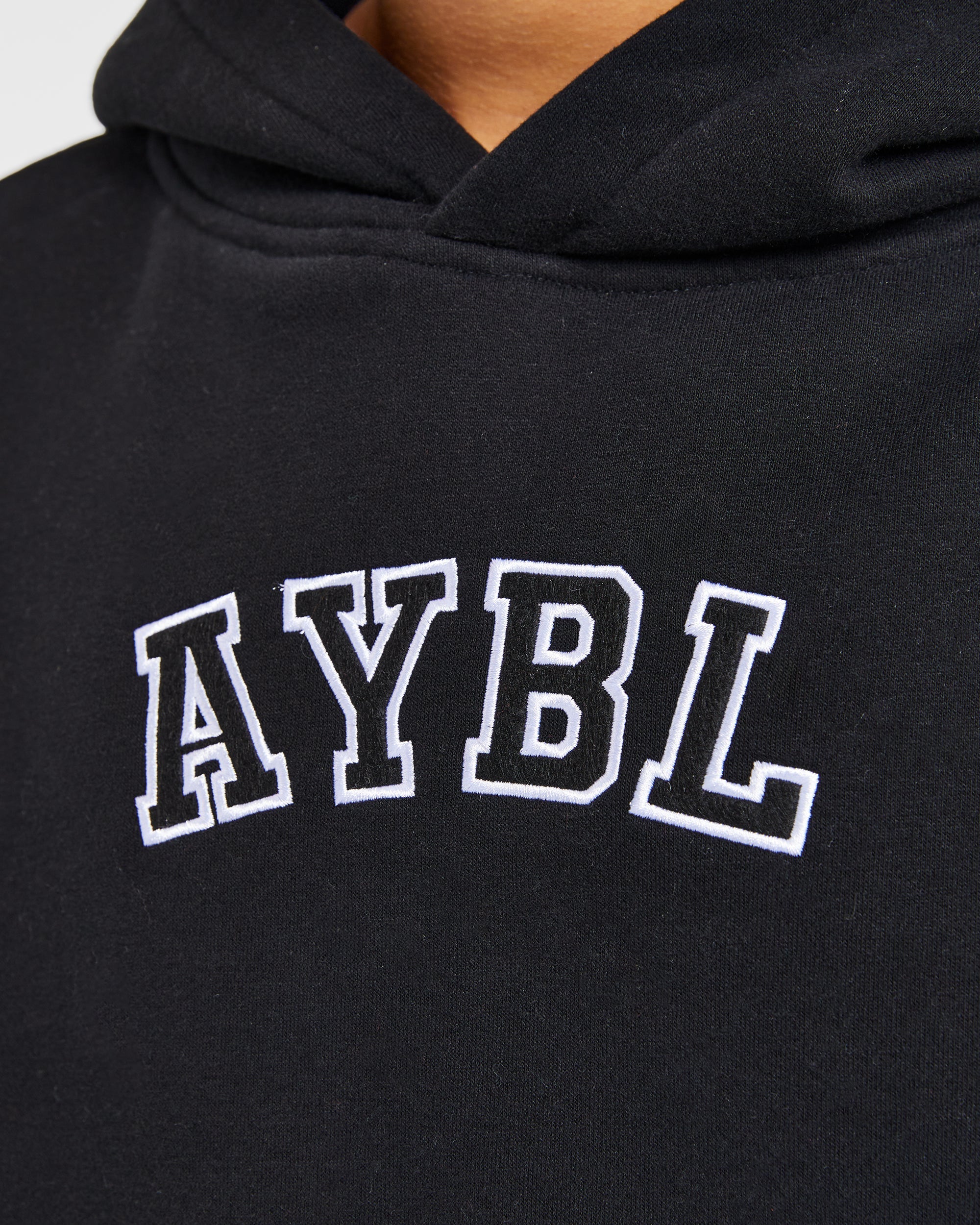 Varsity Embroidered Oversized Hoodie - Black