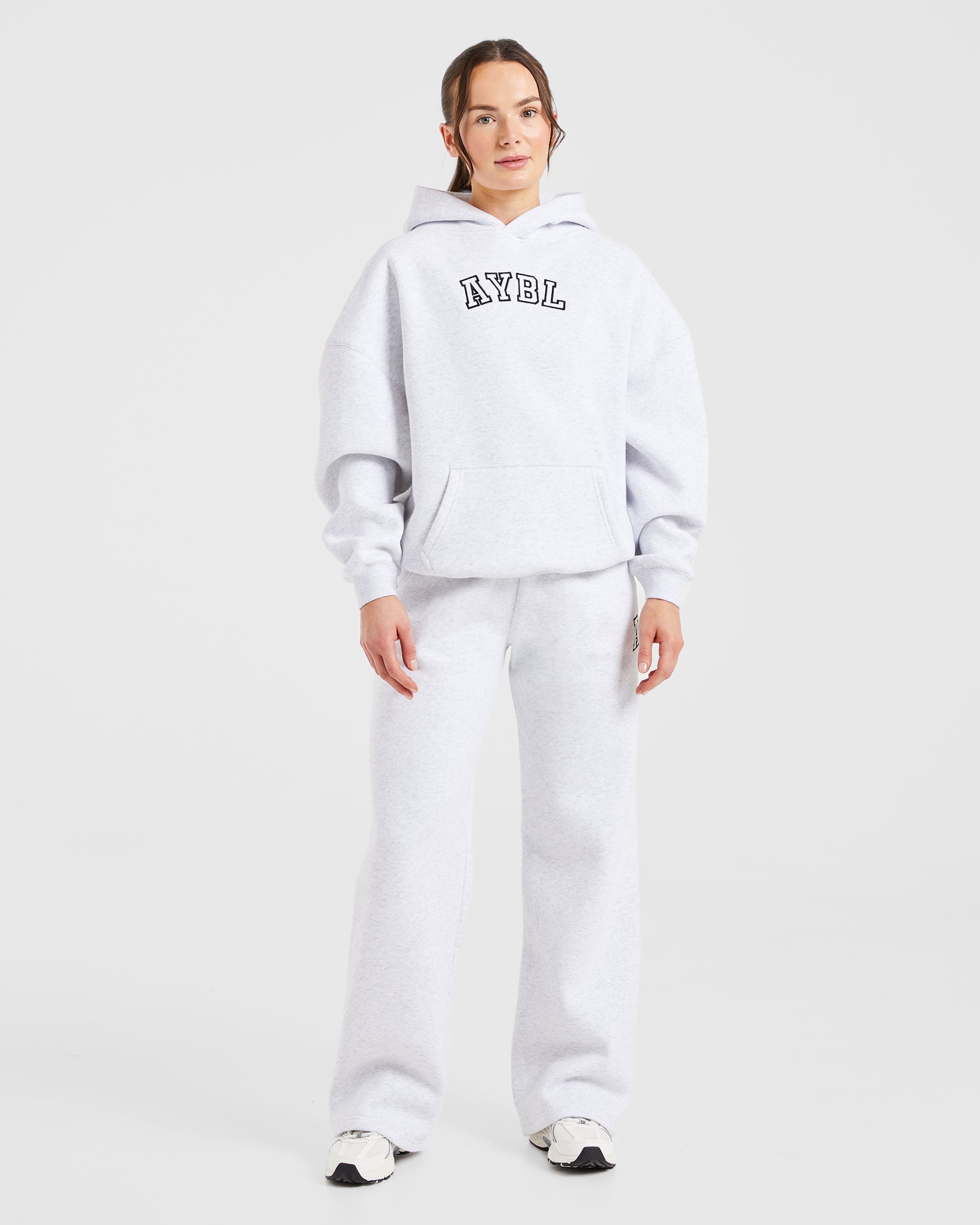 Varsity Embroidered Oversized Hoodie - Heather Grey