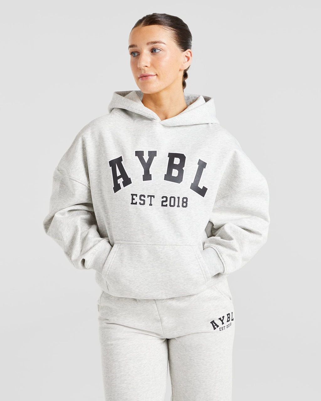 Varsity Graphic Oversized Hoodie - Gris Marl