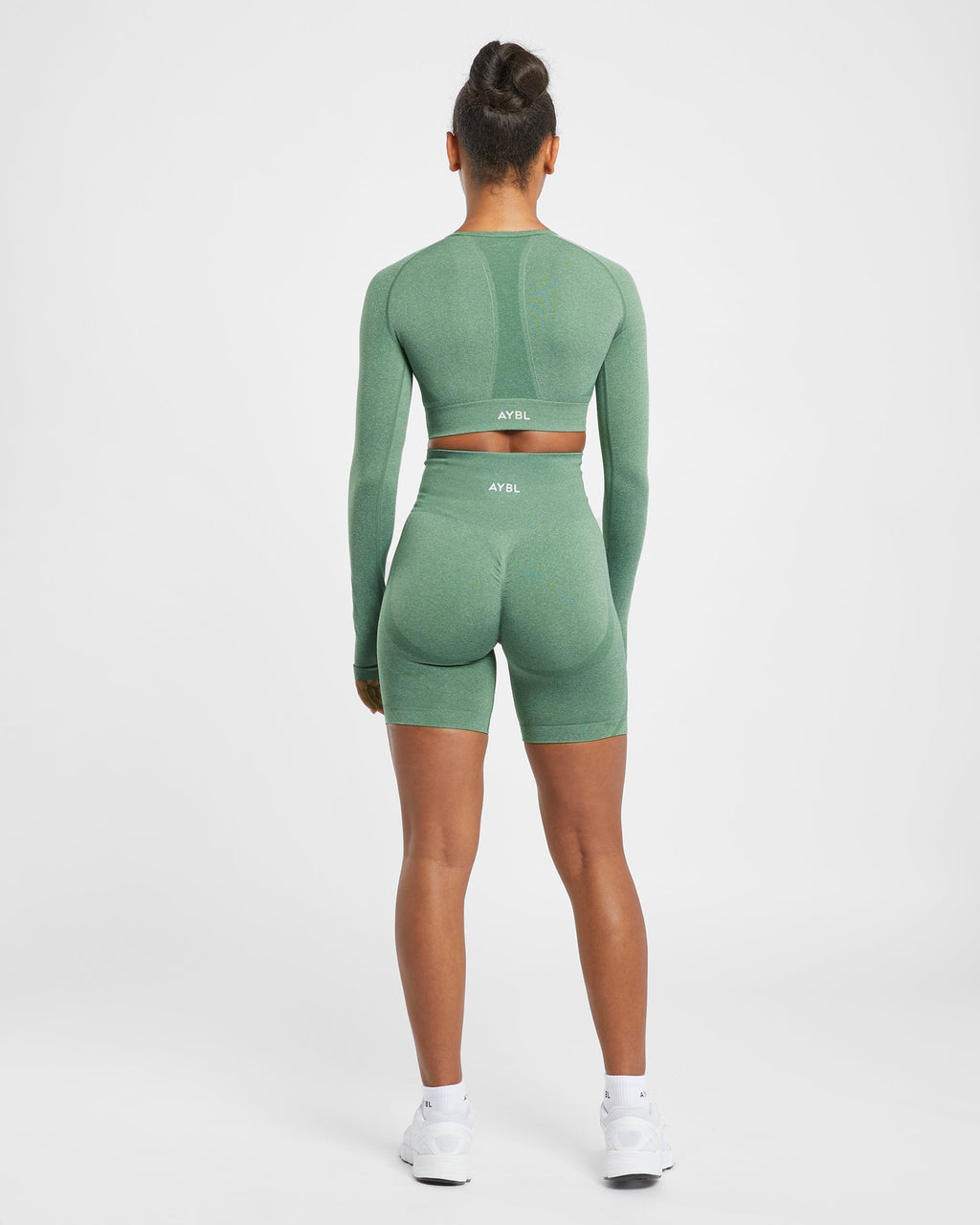 Empower Seamless Long Sleeve Crop Top - Olive Marl