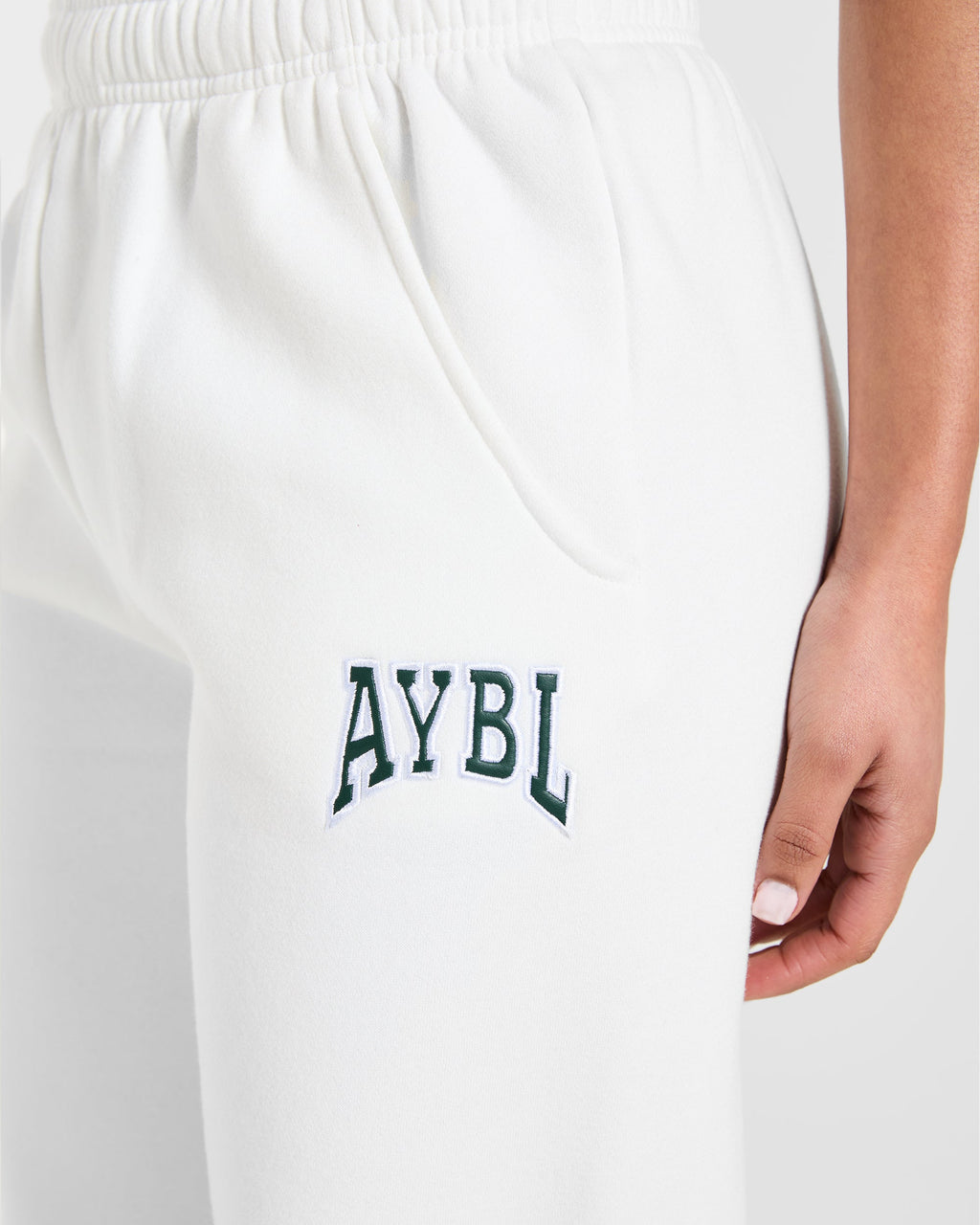 AYBL Club Oversized Straight Leg Joggers - Off Blanc/Forest Vert