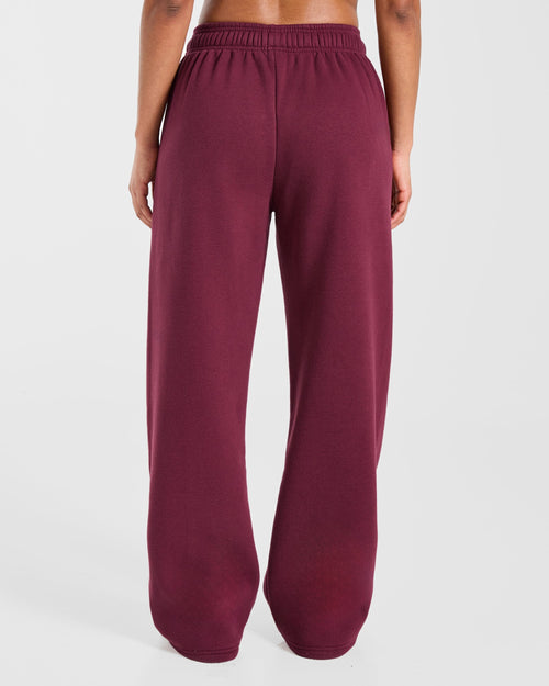 AYBL Club Oversized Straight Leg Joggers - Burgundy/Rose