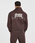 Heavy Lifting Gothic Oversized Hoodie - Marron/Crème